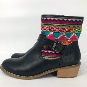 Sequin Embroidered Colorful Boho Booties